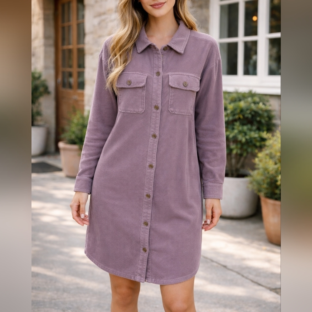 Pilcro Lavender Waffle Knit Shirt Dress XXS Button Front Cotton  Mini Dress